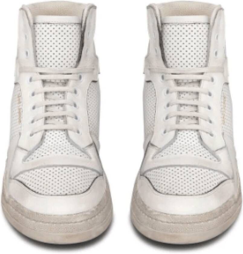 Saint Laurent Verweerde leren high-top sneakers Wit Dames