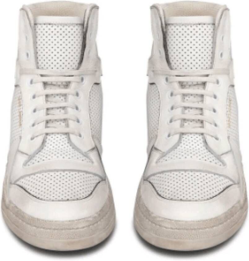 Saint Laurent Verweerde leren high-top sneakers Wit Dames