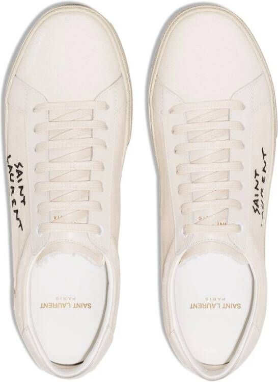 Saint Laurent Vintage Geborduurde Sneakers Wit Dames