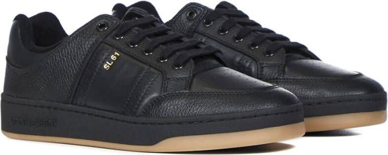 Saint Laurent Luxe zwarte leren sneakers Zwart Heren