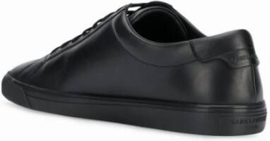 Saint Laurent Zwarte Leren Lage Sneakers Zwart Heren