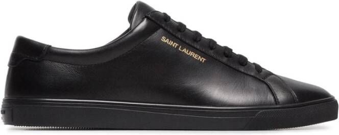 Saint Laurent Zwarte Leren Lage Sneakers Zwart Heren