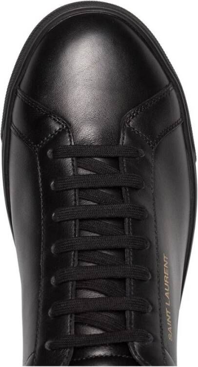 Saint Laurent Zwarte Leren Lage Sneakers Zwart Heren