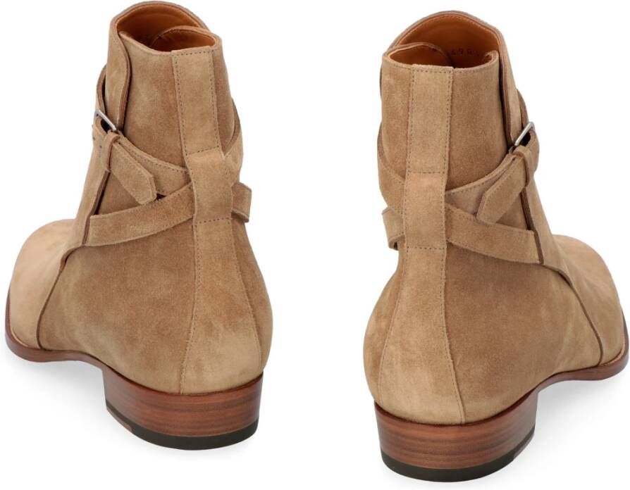 Saint Laurent Suede Enkellaarzen met Enkelband