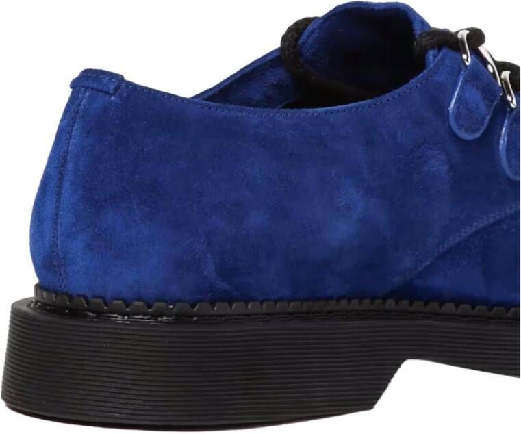 Saint Laurent Suède Veterschoenen Derby Blue Heren