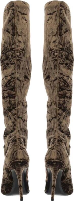 Saint Laurent Talia Velvet Laarzen Brown Dames