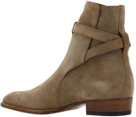 Saint Laurent Texaanse Suède Enkellaarzen met Rits Brown Heren