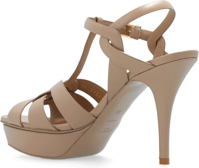 Saint Laurent Tribute platform sandalen Beige Dames