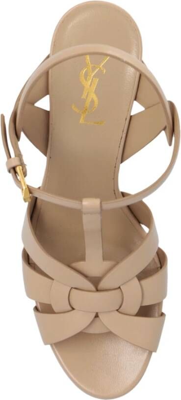 Saint Laurent Tribute platform sandalen Beige Dames