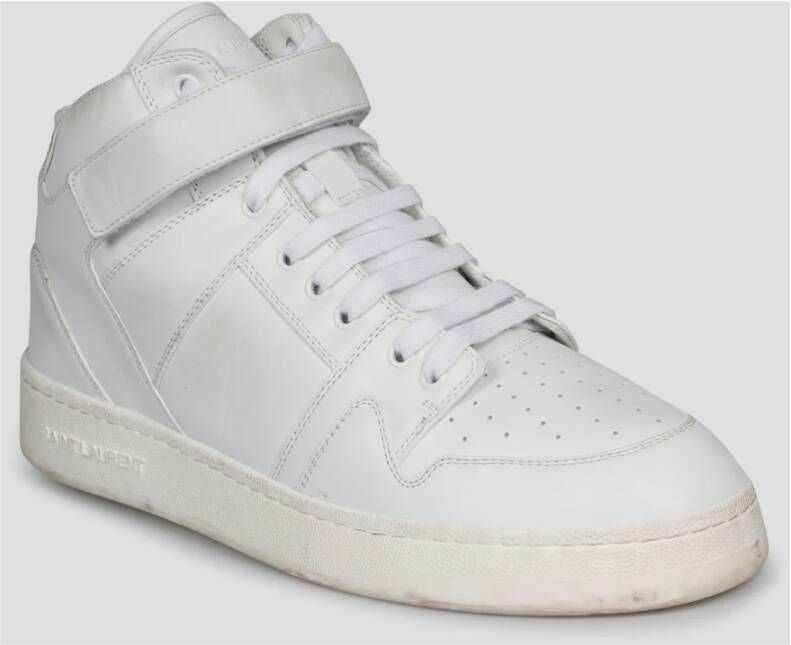 Saint Laurent Versleten Leren Lax Sneakers White Heren