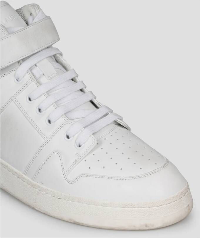 Saint Laurent Versleten Leren Lax Sneakers White Heren