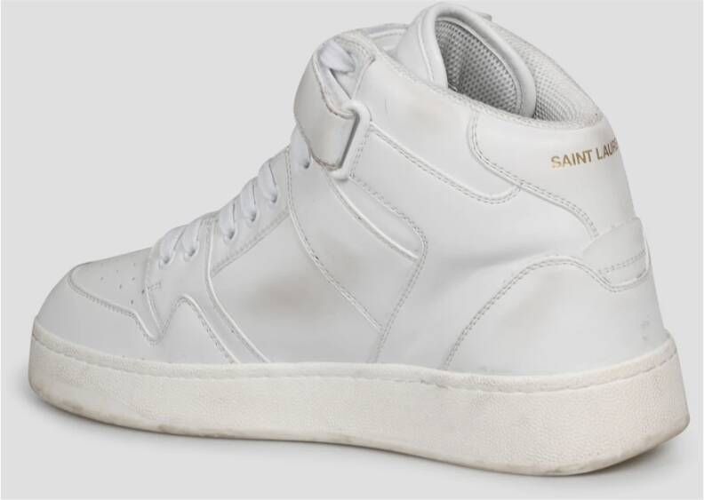 Saint Laurent Versleten Leren Lax Sneakers White Heren