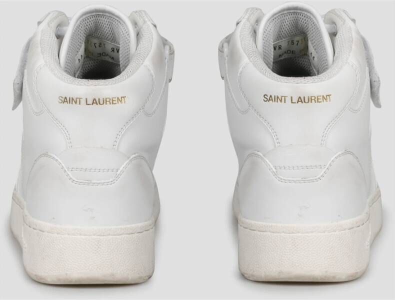 Saint Laurent Versleten Leren Lax Sneakers White Heren