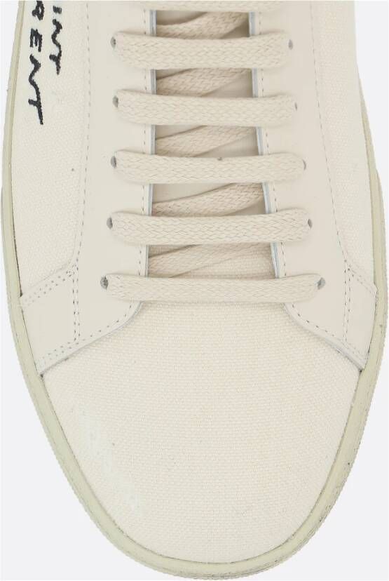 Saint Laurent Vintage Canvas Low-Top Sneakers Beige Dames