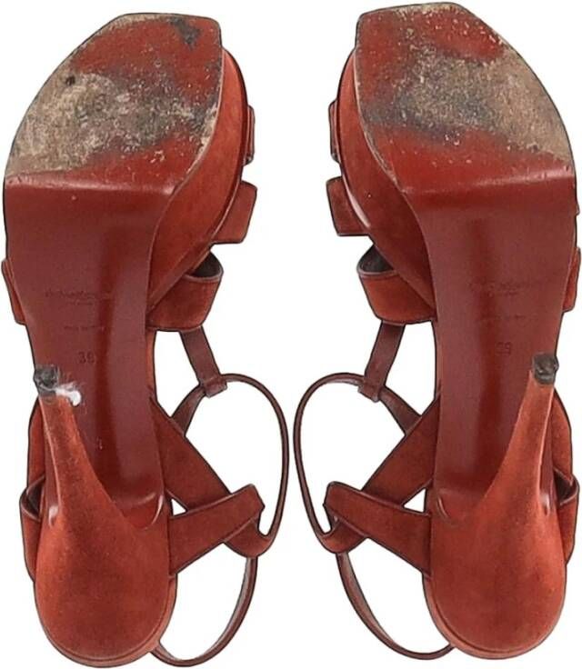 Saint Laurent Vintage Tweedehands Plateau Sandalen Met Knoopontwerp