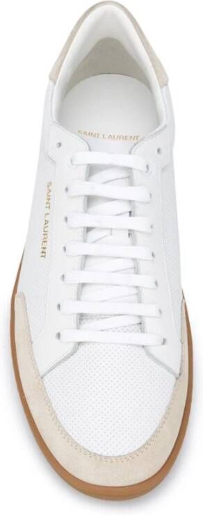 Saint Laurent Wit Geperforeerde Lage Top Sneakers White Heren