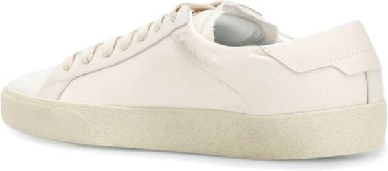Saint Laurent Witte canvas sneakers met leren detail White Heren
