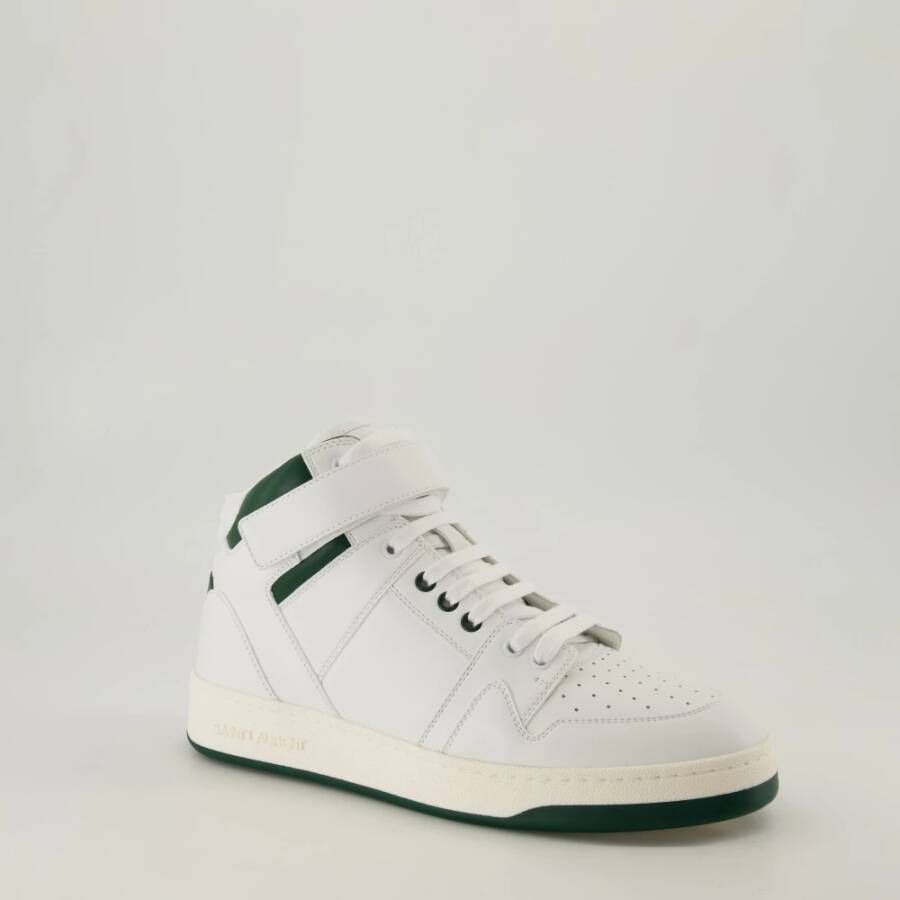 Saint Laurent Witte en groene hoge sneakers White Heren