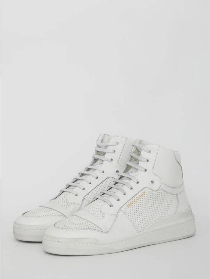 Saint Laurent Witte geperforeerde sneakers met versleten effect White Heren