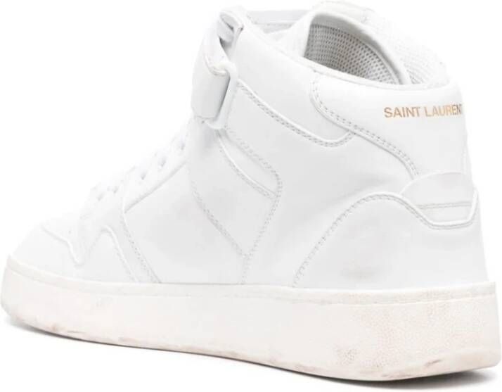 Saint Laurent Witte Leren Sneakers met Klittenbandsluiting Wit Heren