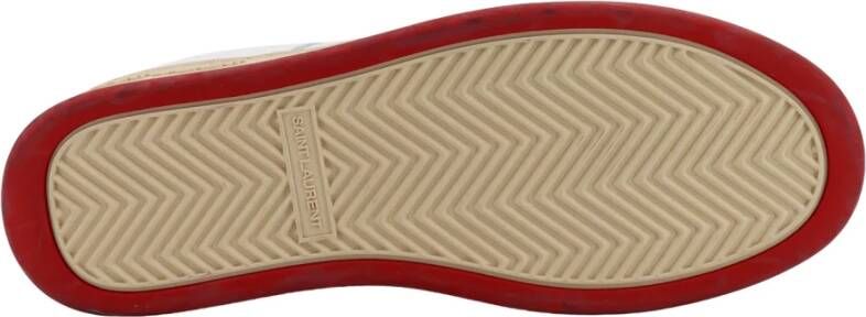 Saint Laurent Witte Leren Sneakers Veters Rubber Zool