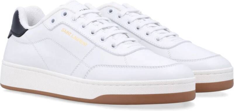 Saint Laurent Witte zwarte leren sneakers SL 61-stijl White Heren