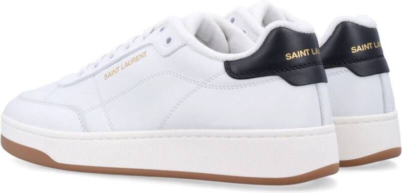 Saint Laurent Witte zwarte leren sneakers SL 61-stijl White Heren