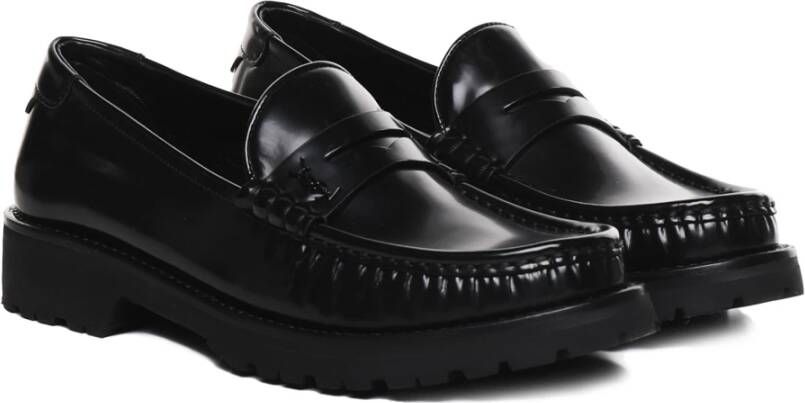 Saint Laurent Zwarte Almond Tip Monogram Loafers Black Heren