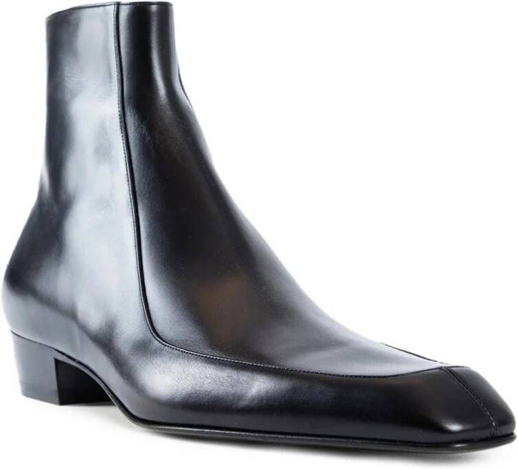 Saint Laurent Zwarte Enkellaarzen Elegante Stijl