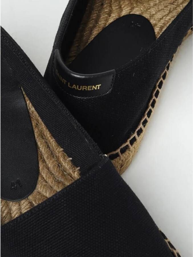 Saint Laurent Zwarte Geborduurde Canvas Espadrilles