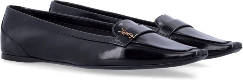 Saint Laurent Zwarte Gesloten Ballerina's met Gouden Accenten Black Dames