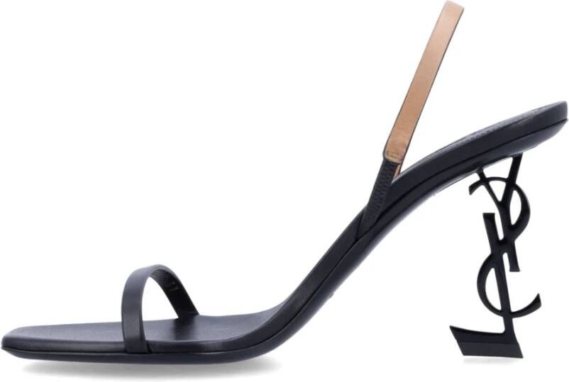 Saint Laurent Zwarte Gesloten Teen Sandalen Opyum Stijl Black Dames