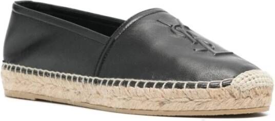 Saint Laurent Zwarte Kalfs Espadrilles Black Dames