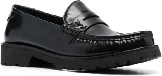 Saint Laurent Zwarte Almond Tip Monogram Loafers Black - Foto 1