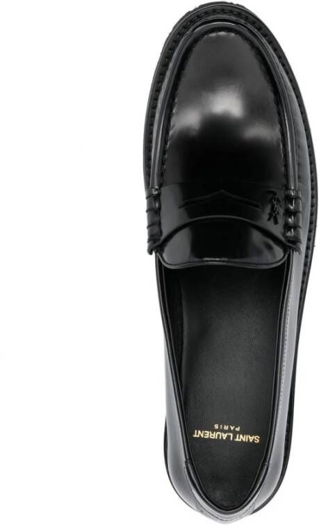 Saint Laurent Zwarte Almond Tip Monogram Loafers Black - Foto 3