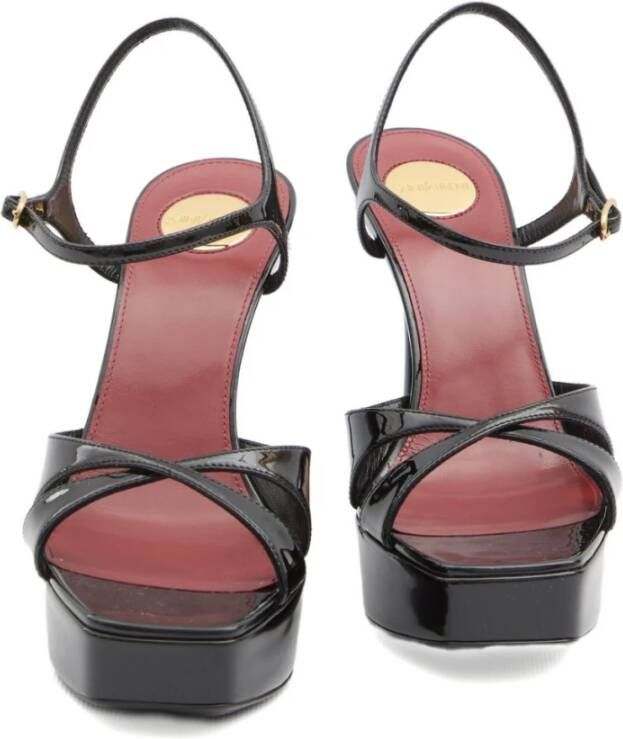Saint Laurent Zwarte Lakleren Sandalen