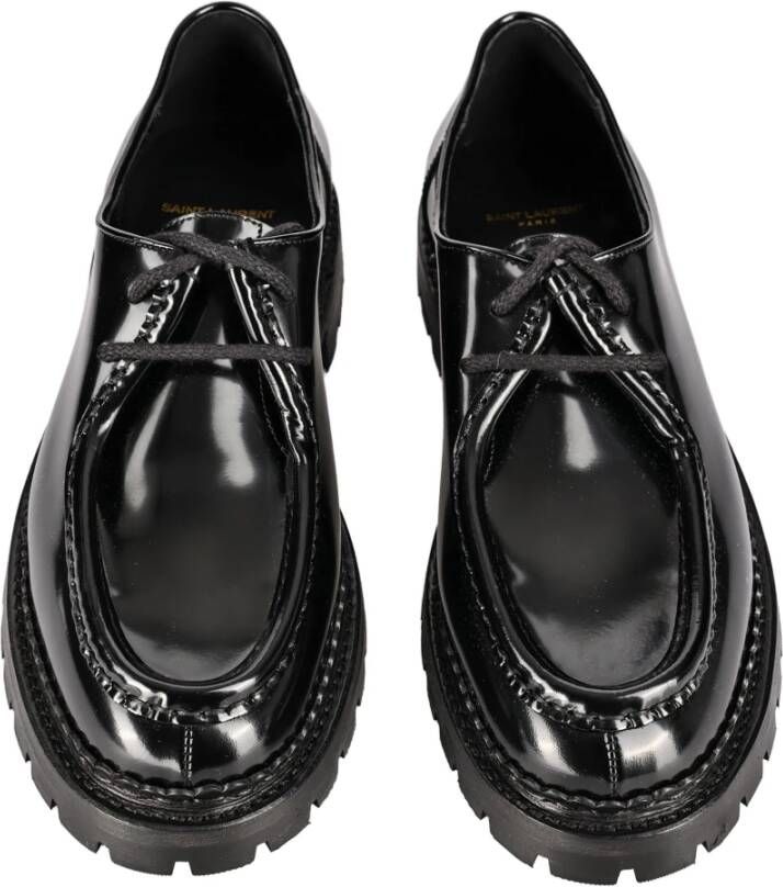 Saint Laurent Zwarte Lakleren Veterschoenen Black Heren