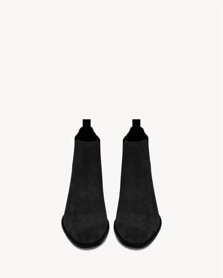 Saint Laurent Zwarte Leren Enkellaarzen Black Heren