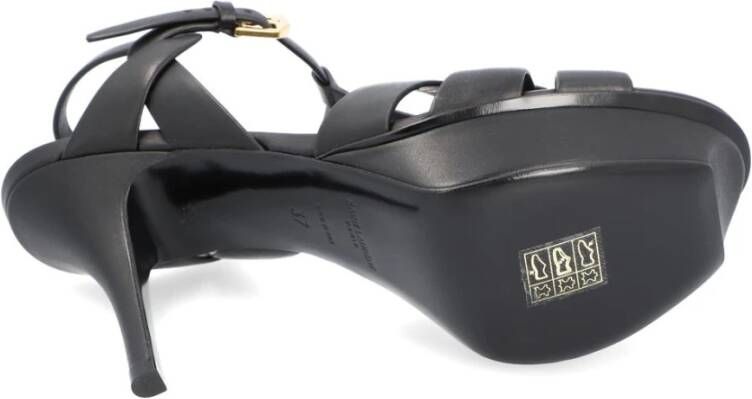 Saint Laurent Zwarte leren platform sandalen