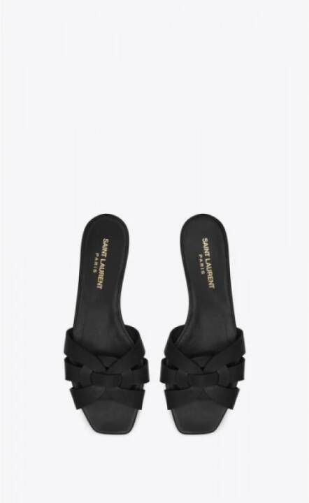 Saint Laurent Stijlvolle Leren Muiltjes Black Dames