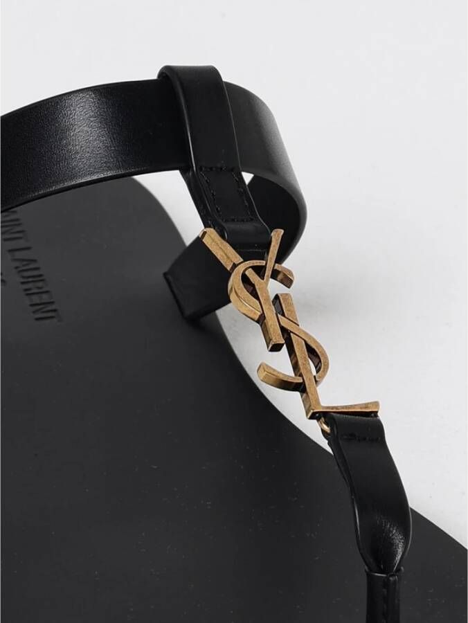 Saint Laurent Zwarte Leren Sandalen voor Mannen
