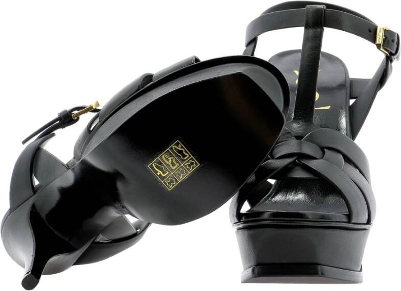 Saint Laurent Zwarte leren sandalen voor vrouwen