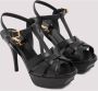 Saint Laurent Zwarte Leren Strappy Sandalen - Thumbnail 2