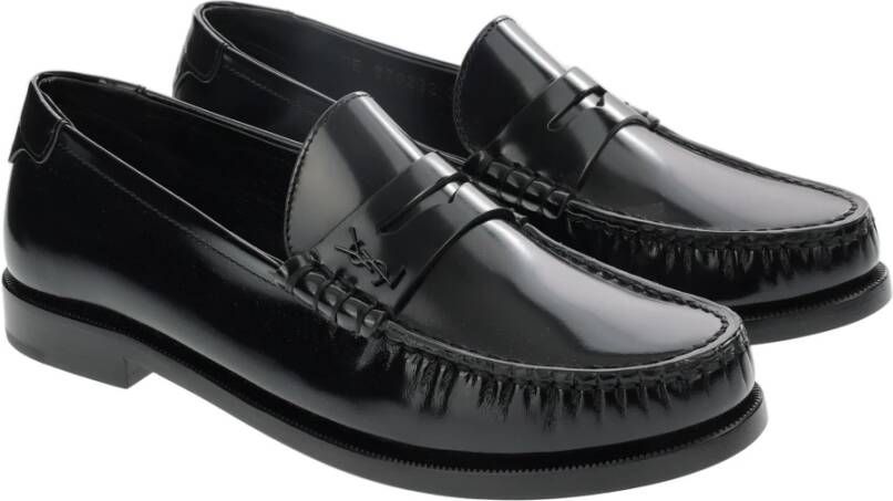 Saint Laurent Zwarte Loafers Regular Fit Geschikt voor Alle Temperaturen 100% Leer Black Dames