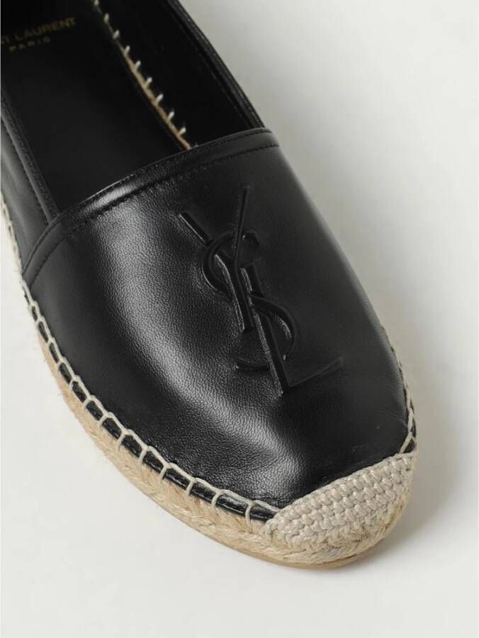 Saint Laurent Zwarte Logo Espadrille Casual Ballerina`s