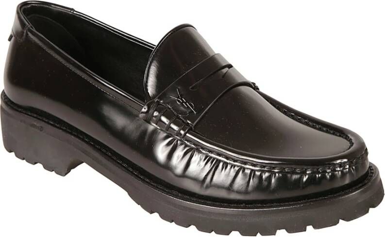 Saint Laurent Zwarte platte loafer moc schoenen Black Heren