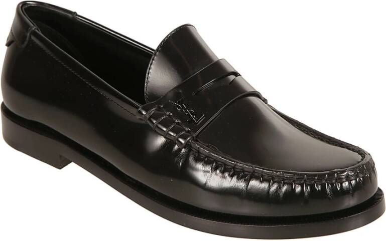Saint Laurent Zwarte platte loafer schoenen Black Dames