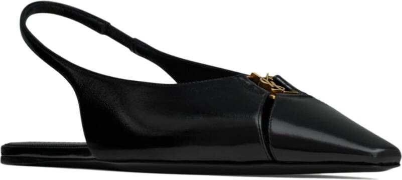 Saint Laurent Zwarte platte schoenen met metalen plaat - Foto 4