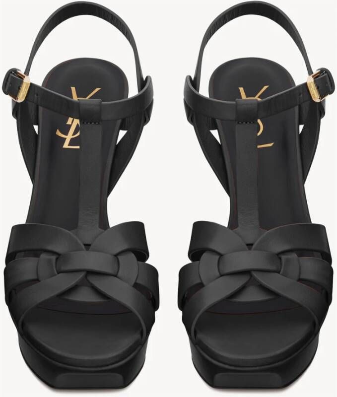 Saint Laurent Zwarte sandalen met bandjes en verstelbaar enkelbandje