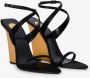 Saint Laurent Zwarte sandalen met hoge sleehak en enkelband - Thumbnail 2
